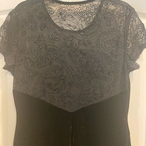 Black Velvet Gown w/Lace Upper